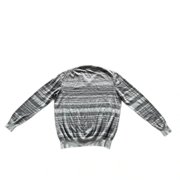 Calvin Klein Gray Striped Long Sleeve V Neck Merino Wool Blend Sweater womens XL - Picture 4 of 11